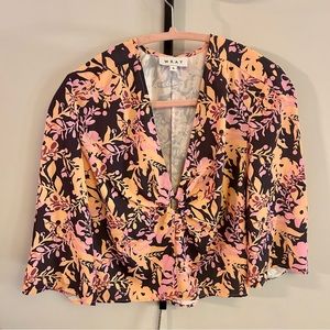 Wray Libra Crop Top in Floral Night Garden Print, sz S